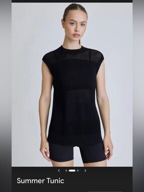 Blanc Noir~Black Sleeveless Knit Tunic with side slits. Also available in White